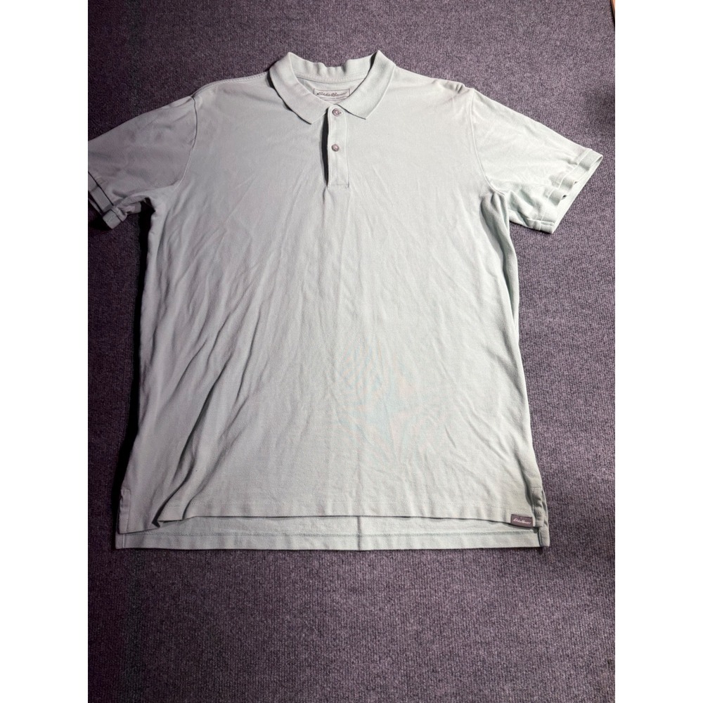 Eddie Bauer Mens XL Polo Shirt Short Sleeve Light Green 100% Cotton Pique